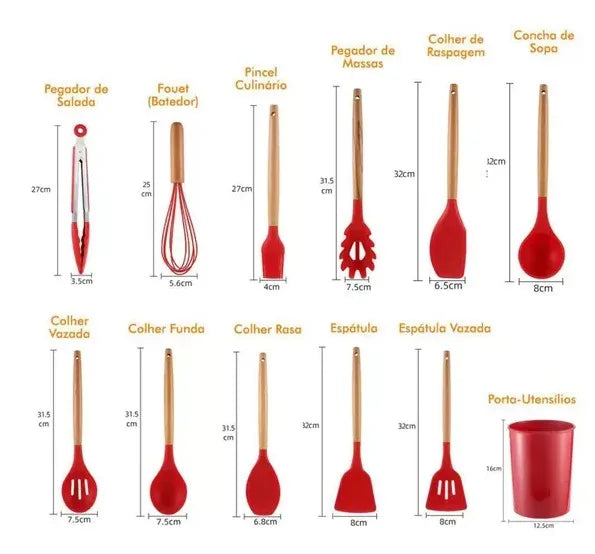 Kit Jogo 12 Peças Utensílios de Cozinha