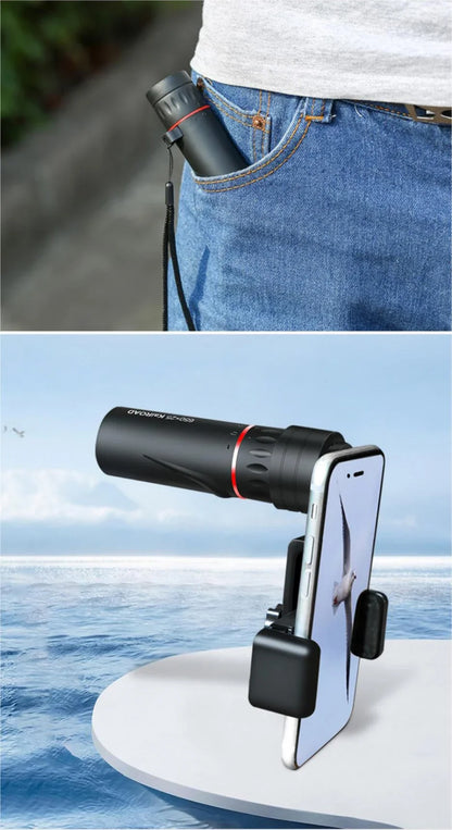 Telescópio monocular hd 2000x24, mini telescópio portátil para celular com suporte para acampamento ao ar livre, caça, observação de pássaros