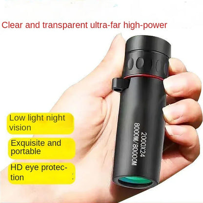 Telescópio monocular hd 2000x24, mini telescópio portátil para celular com suporte para acampamento ao ar livre, caça, observação de pássaros