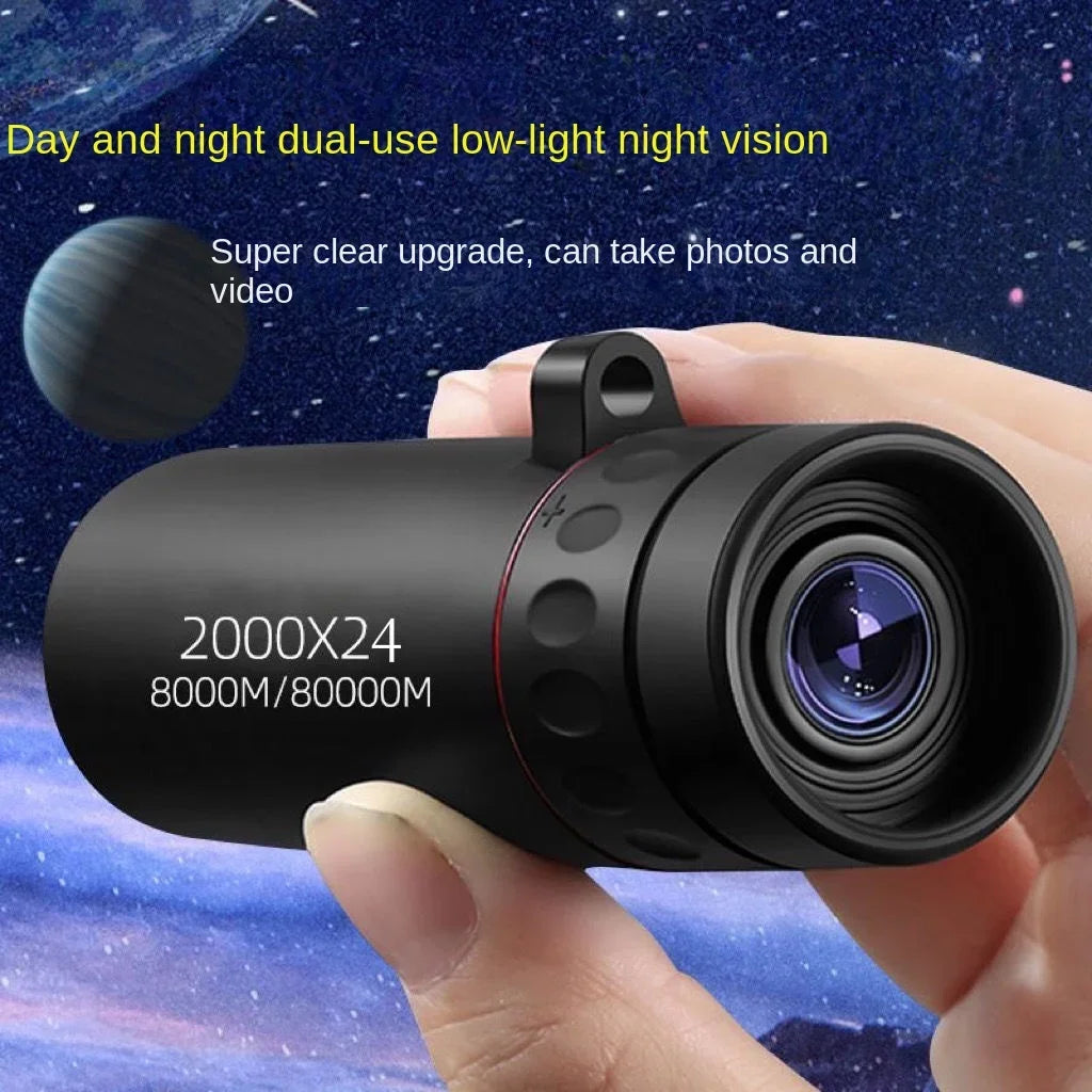 Telescópio monocular hd 2000x24, mini telescópio portátil para celular com suporte para acampamento ao ar livre, caça, observação de pássaros